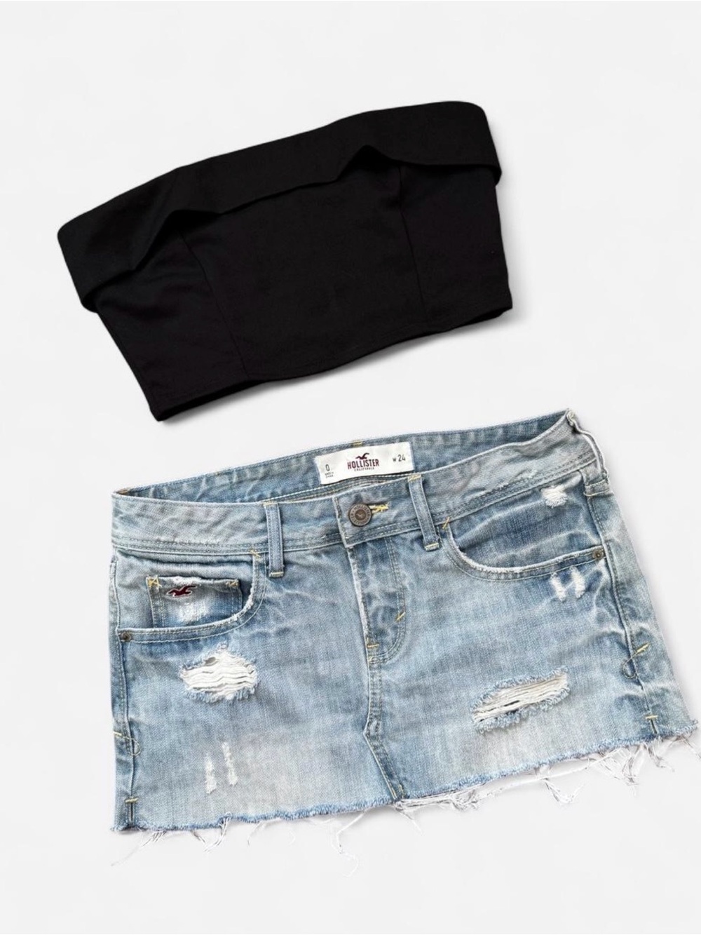 Vintage Hollister distressed denim mini skirt
